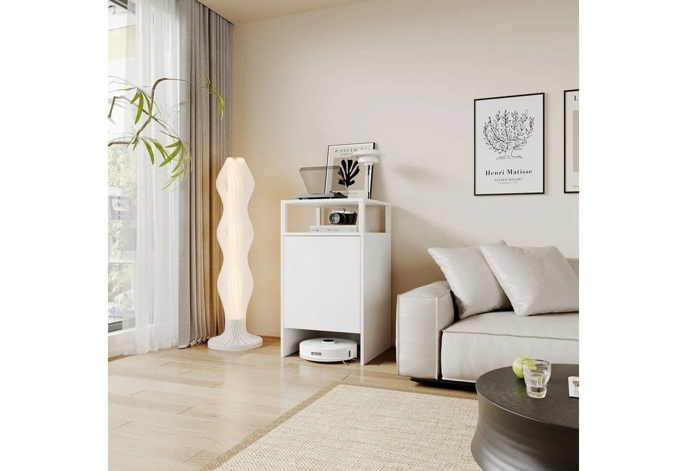 FUFU&GAGA Sideboard Weiß Multifunktionaler Kehrmaschinen-Organisator