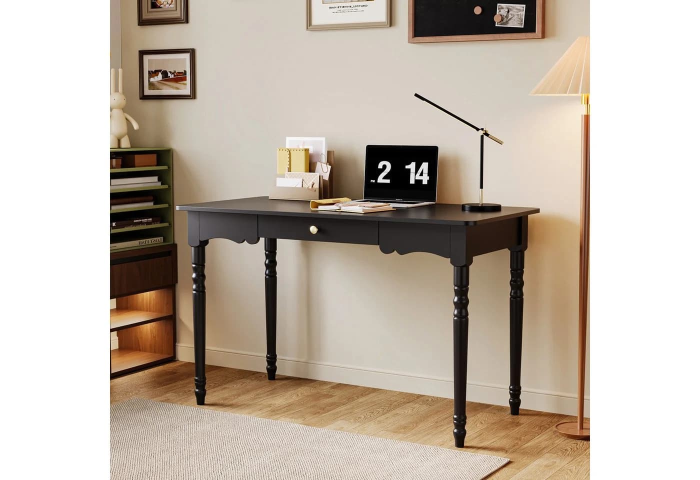 FUFU&GAGA Schreibtisch Schwarz Skandi Design mit Schubladen