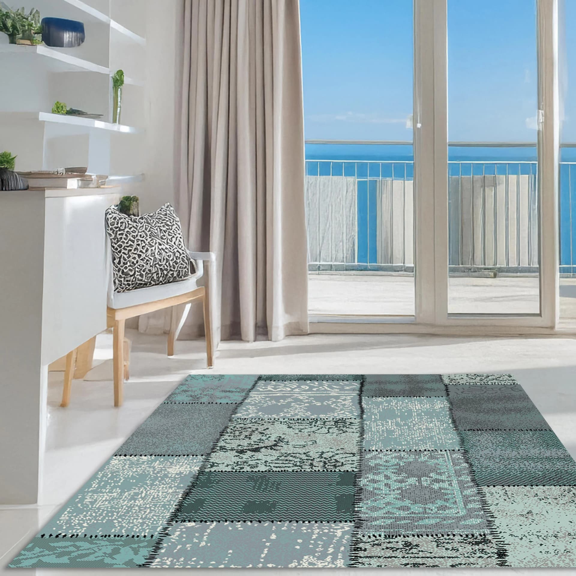 OTTO HOME Teppich Garry Patchwork Türkis Blau Landhausstil