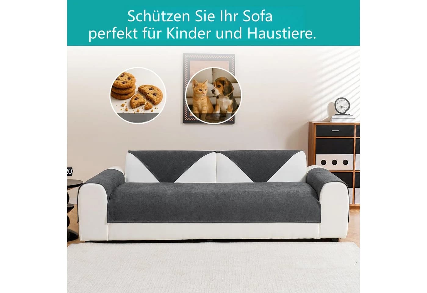 FOUORTUNATE-BEE Sofaschoner Grau Wasserdicht Rutschfest