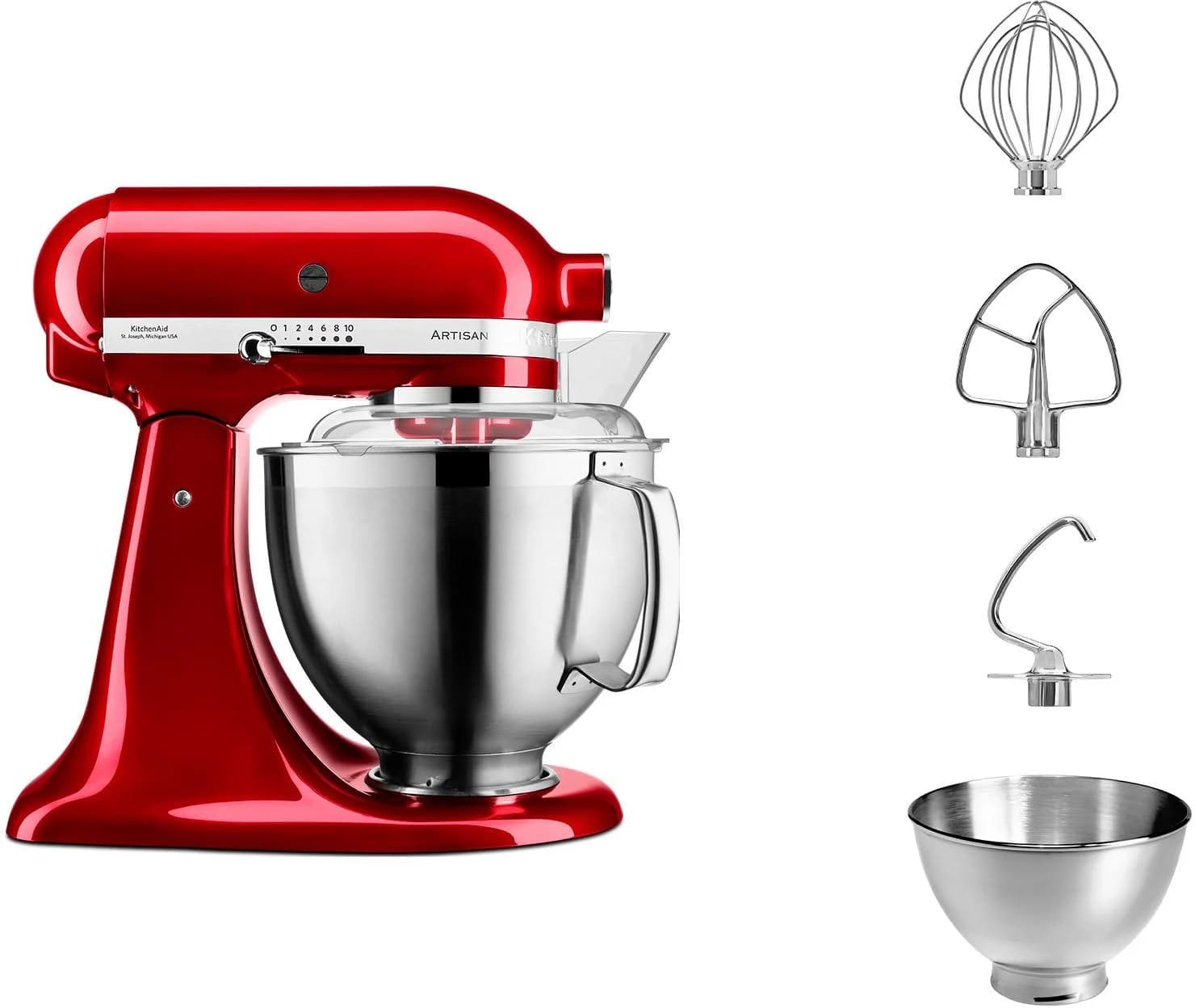 KITCHENAID Küchenmaschine Artisan 5KSM185PSECA Rot Planetenrührwerk