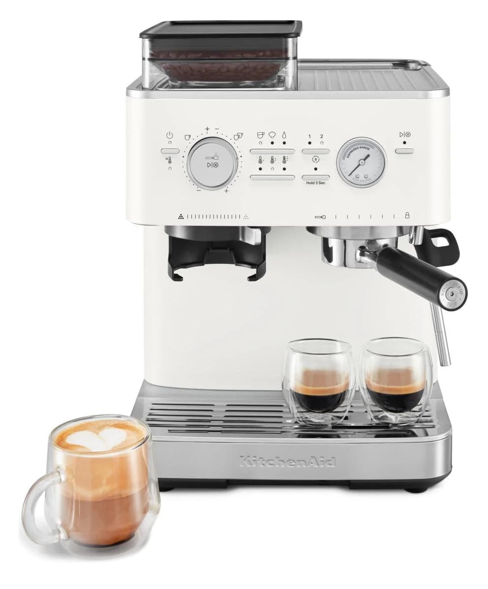 KITCHENAID Espressomaschine 5KES6551EBK Weiß Siebträger mit Mühle