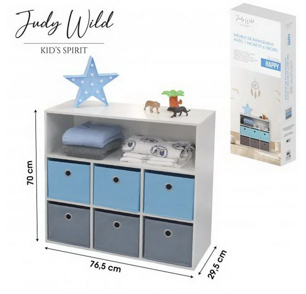 Judy Wild Schubkastenkommode Kinder-Kommode Weiß mit farbigen Schubladen