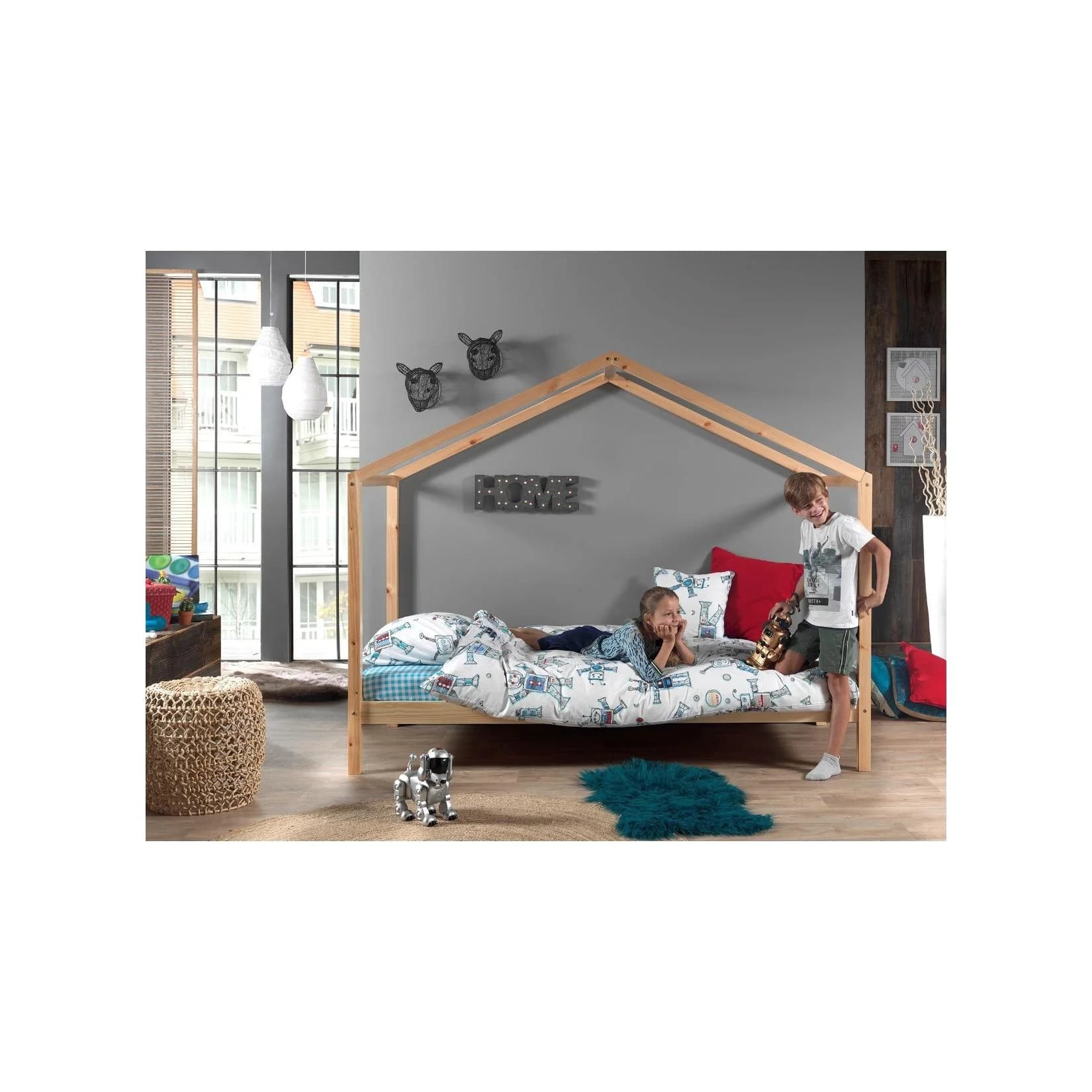 VIPACK Hausbett Dallas Kiefer Natur 90x200 cm