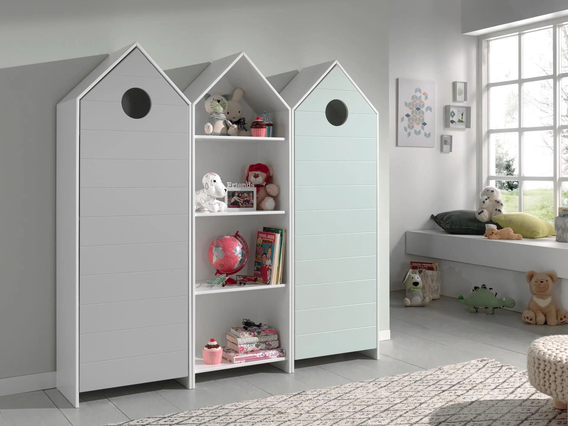 VIPACK Casami Jugendzimmer-Set 3-tlg. Schränke Regal Mint Grau Weiß