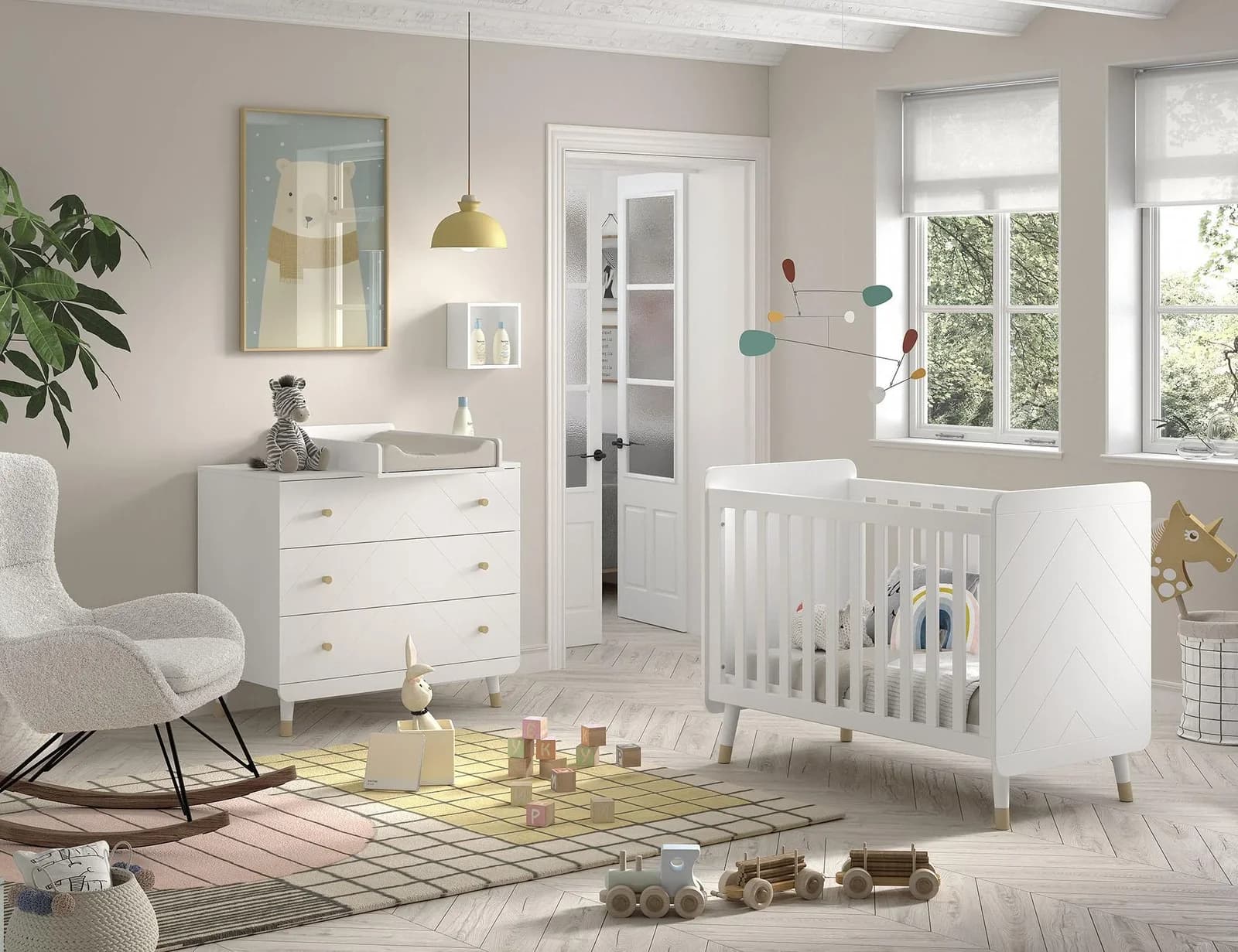 Vipack Babymöbel-Set 3-tlg. Weiß Satin MDF