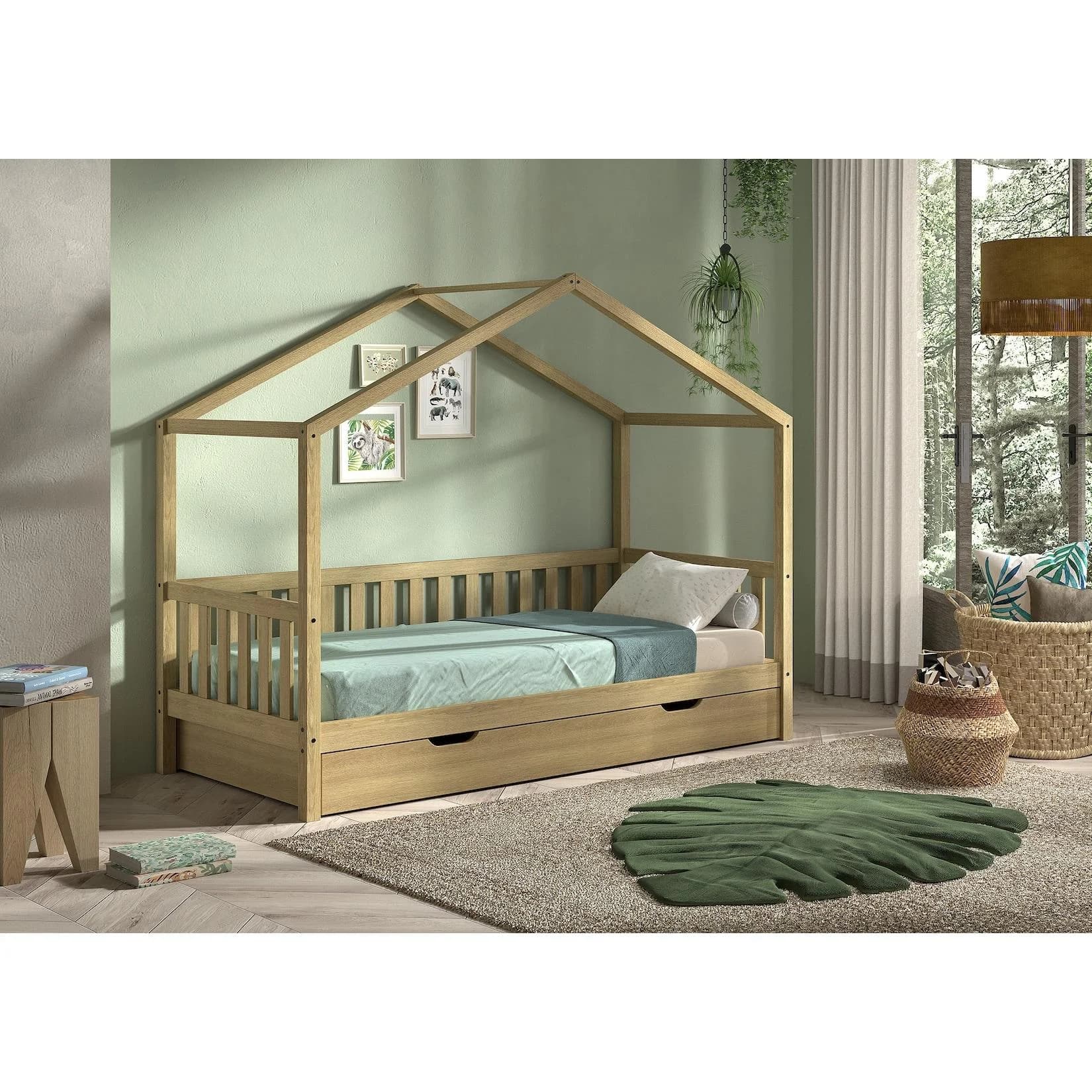 Hausbett VIPACK "Dallas" aus massiver Eiche, natur geölt