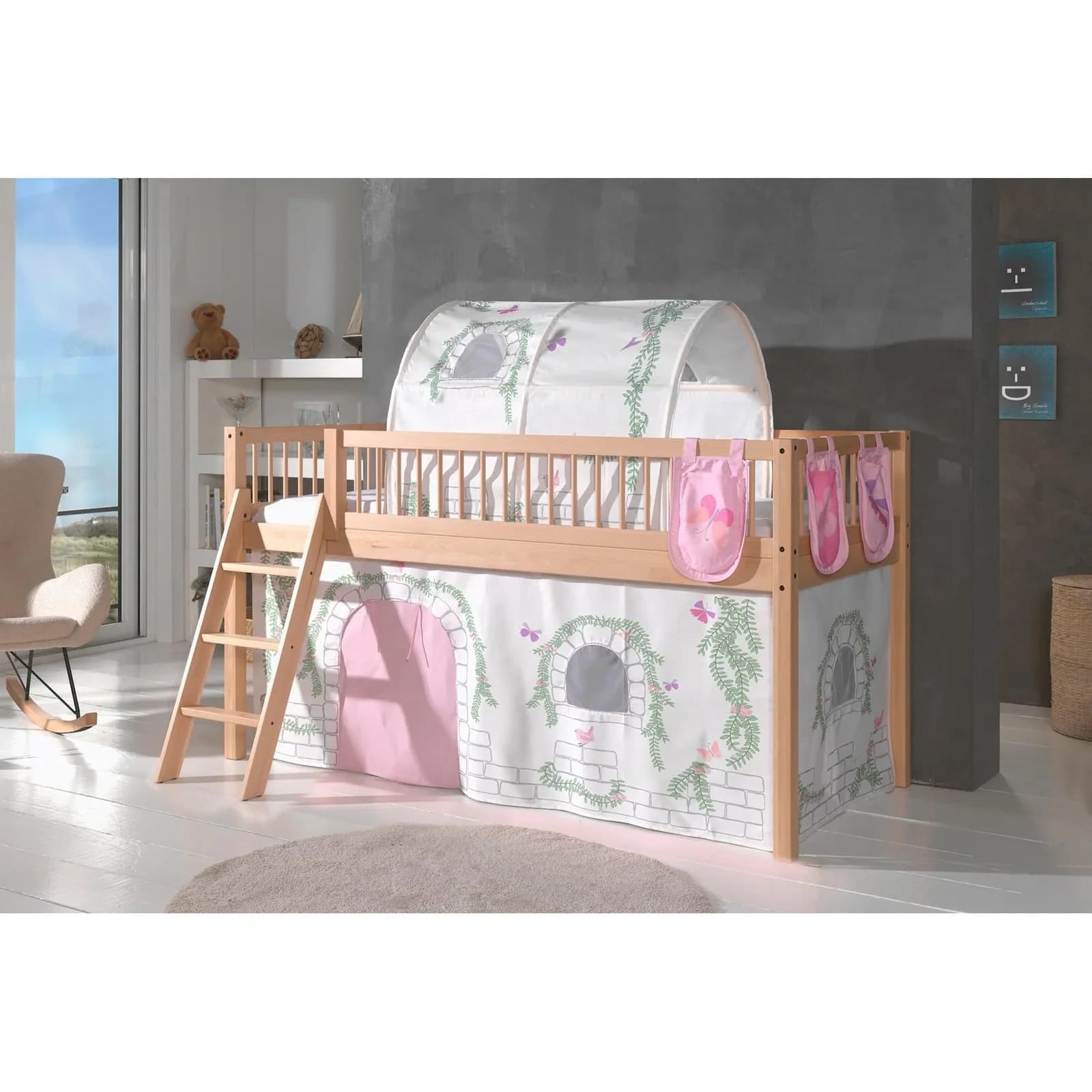 VIPACK Spielbett Forrest Buche massiv mit Absturzschutz