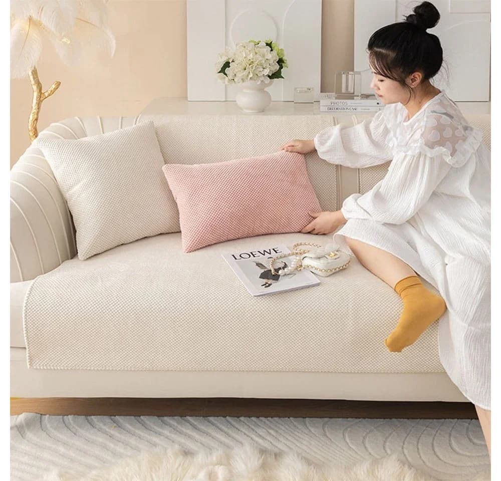 Coonoor Sofaschoner Modern Beige Rutschfest Kurzplüsch