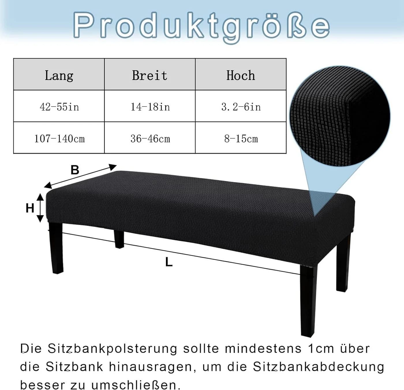Coonoor Stuhlhusse Universal-Bezug für Esszimmer-Bank Schwarz