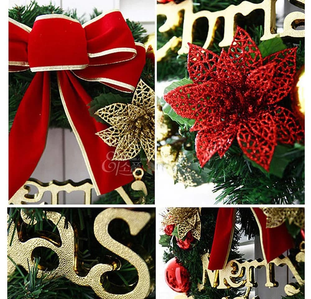 CLTYQ Weihnachtskranz 30 cm Gold & Rot Dekokranz