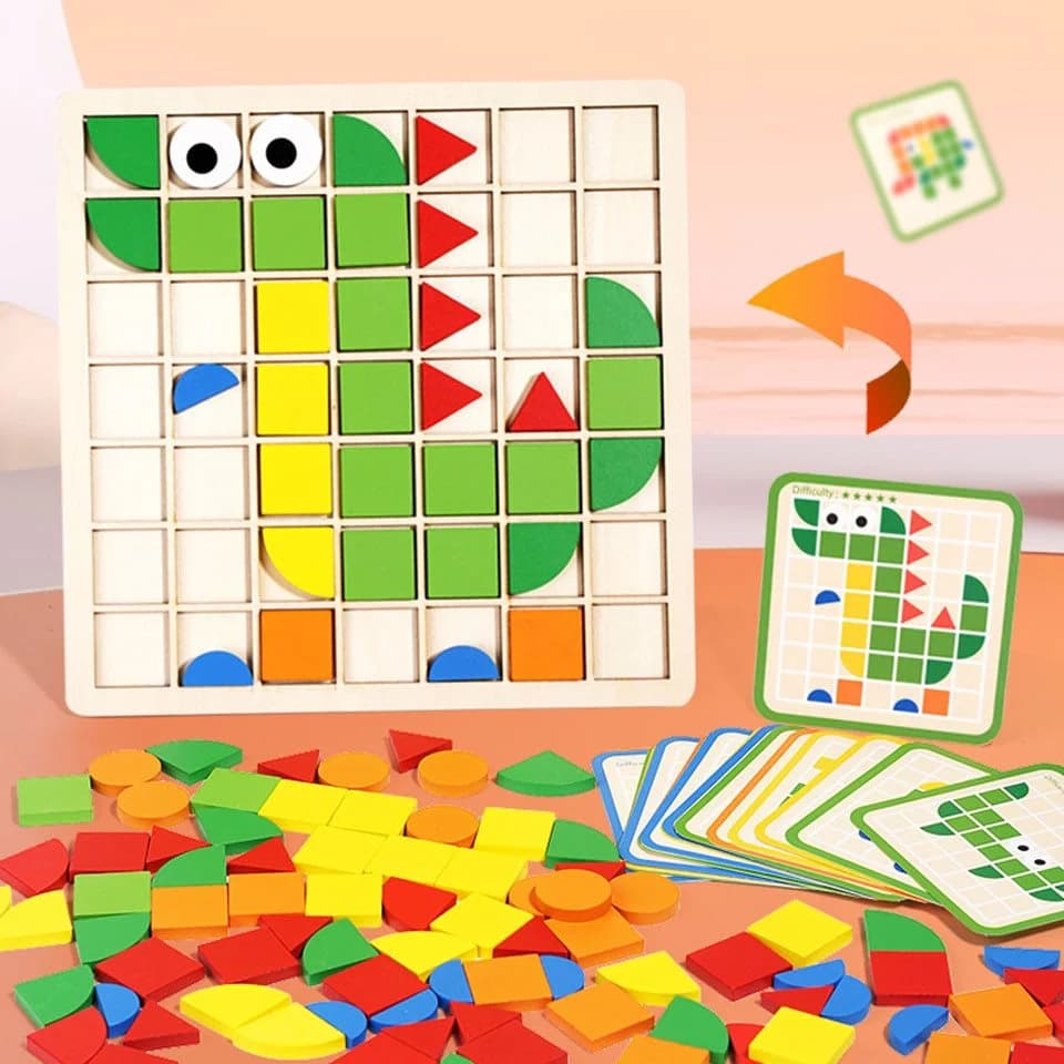 CLTYQ 3D-Puzzle 120pcs Holz Bausteine Bunt Montessori Spielzeug