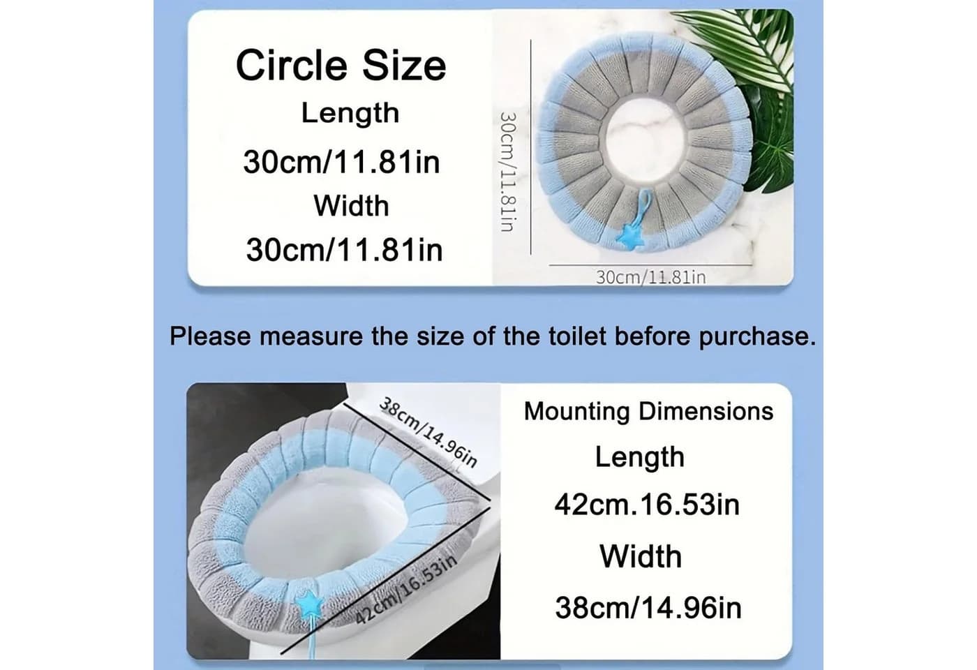 Auledio Soft-Toilettensitzerhöhung 4 Stück WC-Sitzwärmer