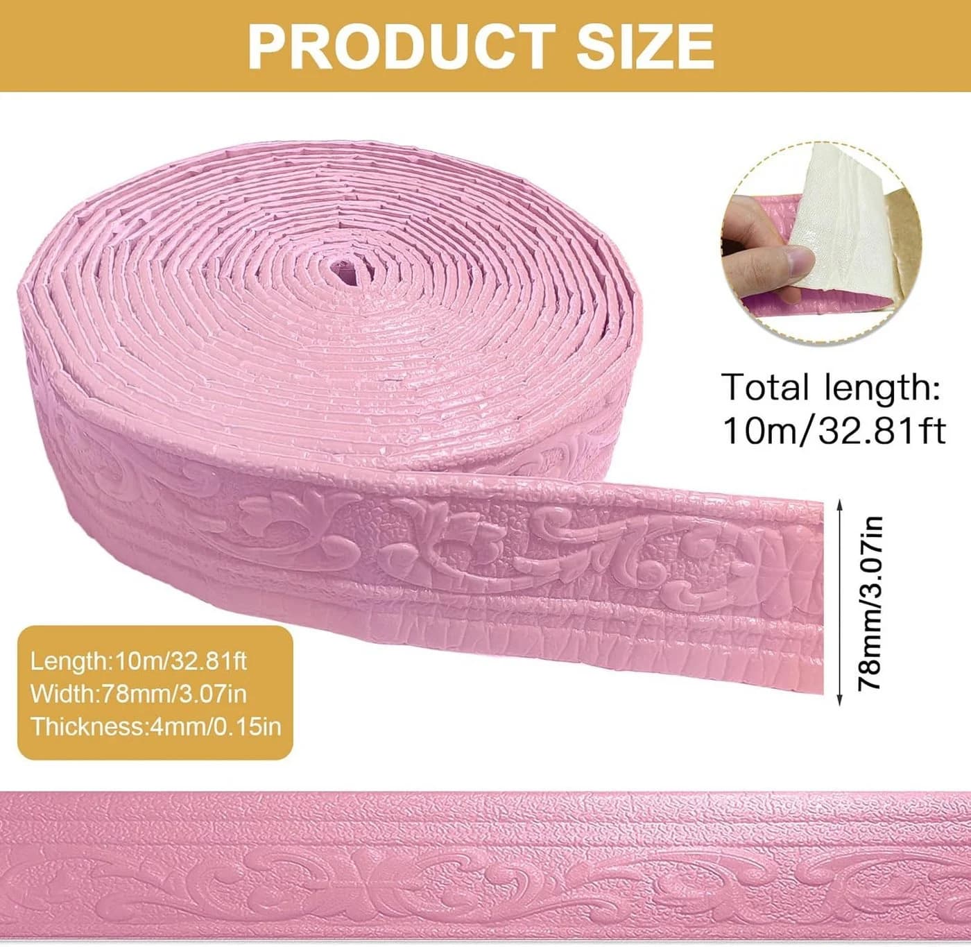 Kaket Selbstklebende 3D Wandbordüre Rosa XPE Schaum
