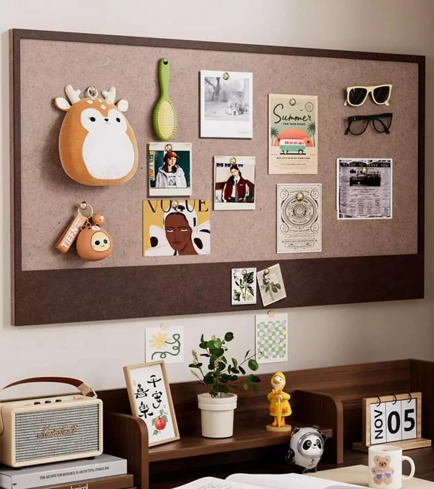 Coonoor Faltbare Filz-Pinnwand Selbstklebend Beige
