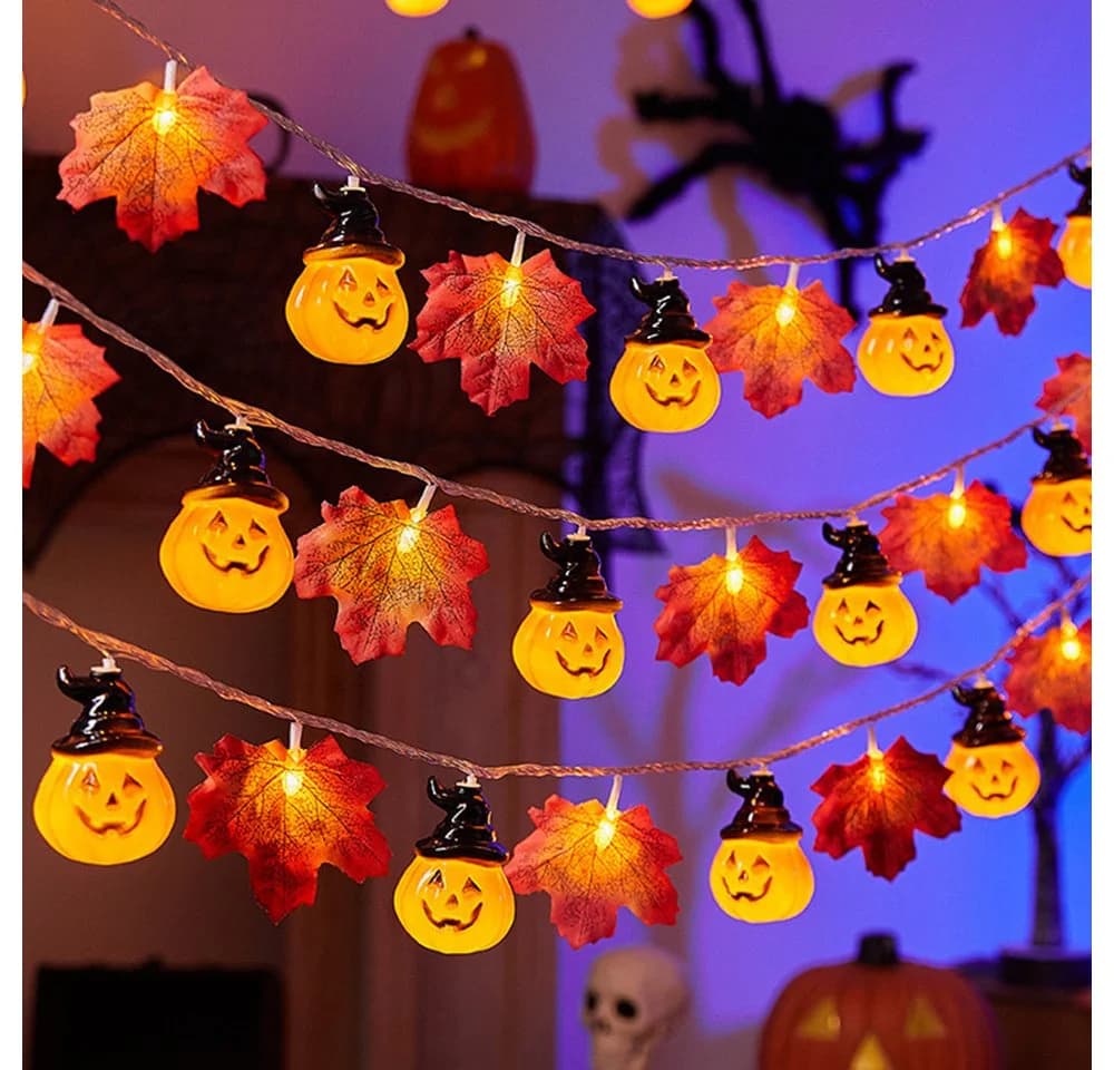 Coonoor LED-Lichterkette 3M 20LED Kürbis Ahornblatt Deko