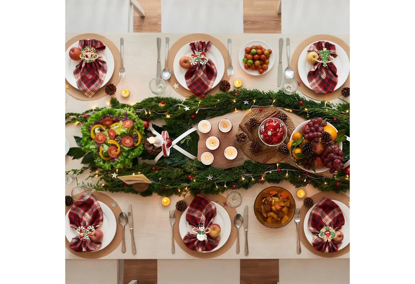 Coonoor Serviettenringe 6er Set Gold Vintage Weihnachtsdeko