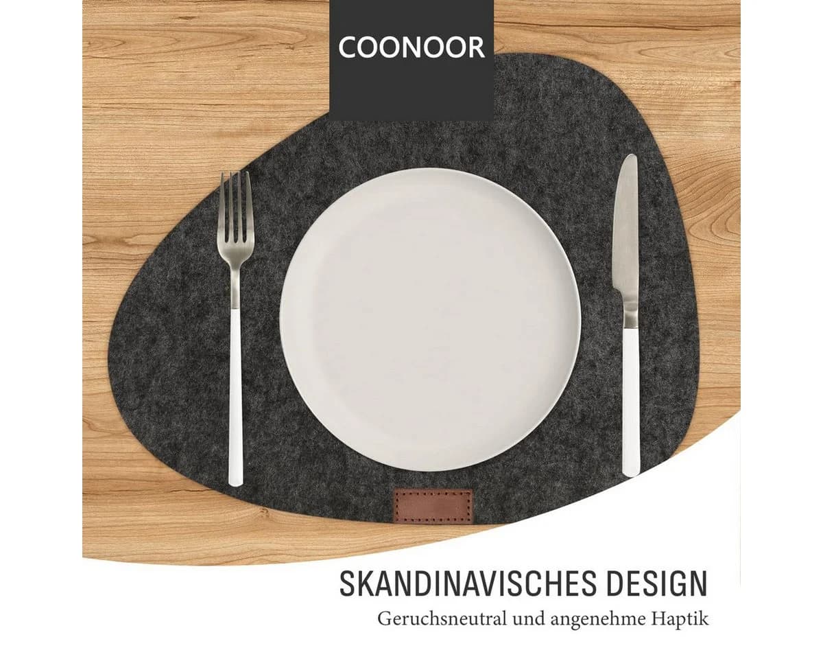 Coonoor Platzset 12-teilig Filz Oval Grau