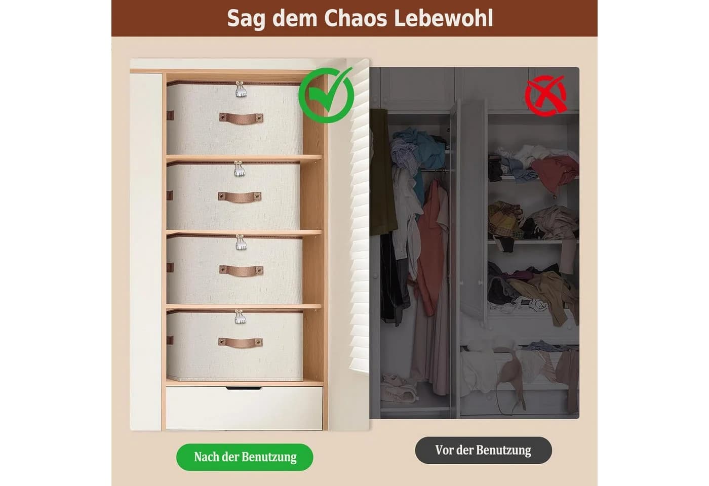 Faltbare Aufbewahrungsbox aus Stoff mit Reißverschluss