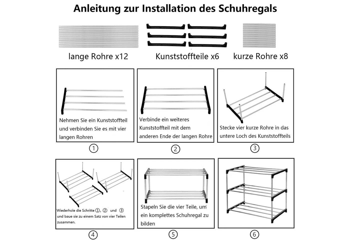 Venkuber Schuhregal 3-4 Stöckig Stapelbar Platzsparend