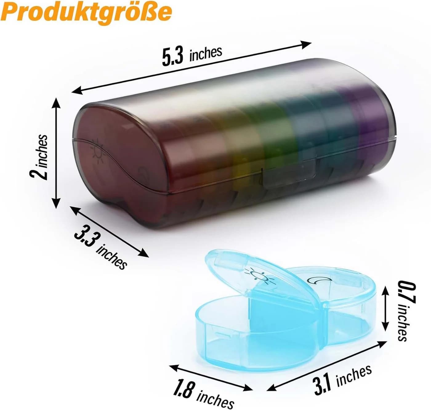 Venkuber Pillendose 7-Tage Tablettenbox Druckverschluss