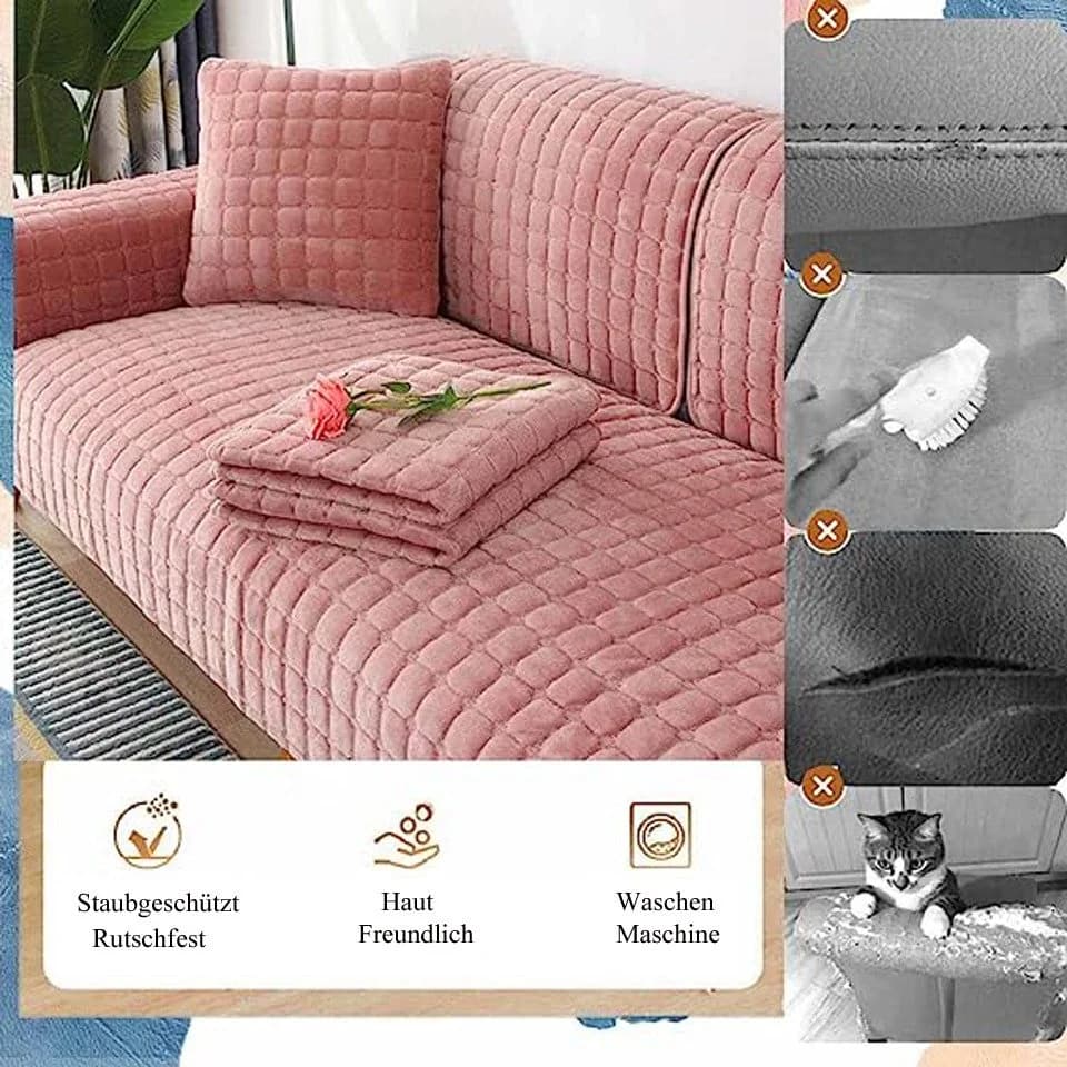 Minicloss Sofaschoner Rosa Rutschfest L Form Sofaüberwurf