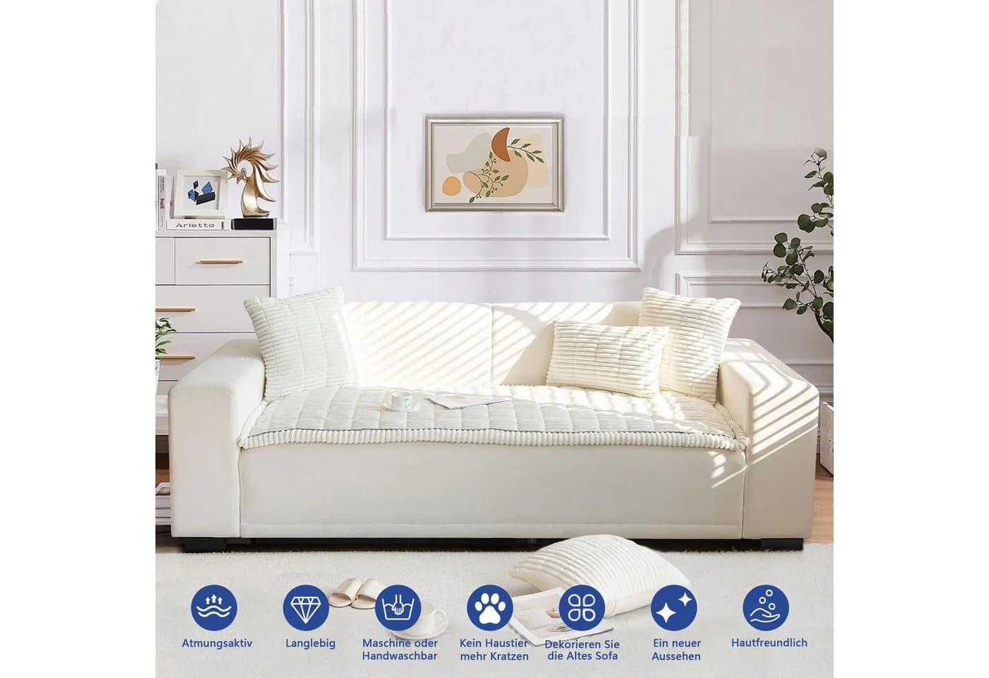 Minicloss Sofaschoner Weiche Flanell Sofaüberzug Waschbar