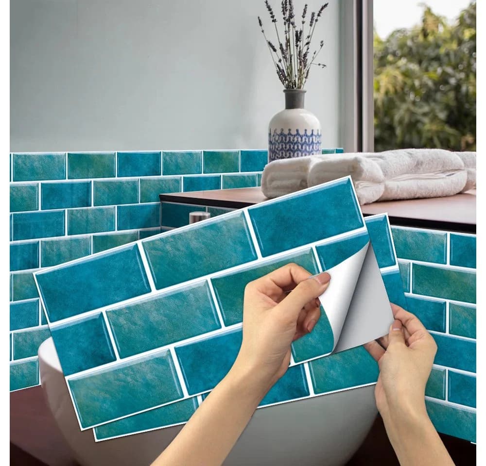 Minicloss Fliesenaufkleber 12x 15x30cm Selbstklebend Wasserabweisend Blau