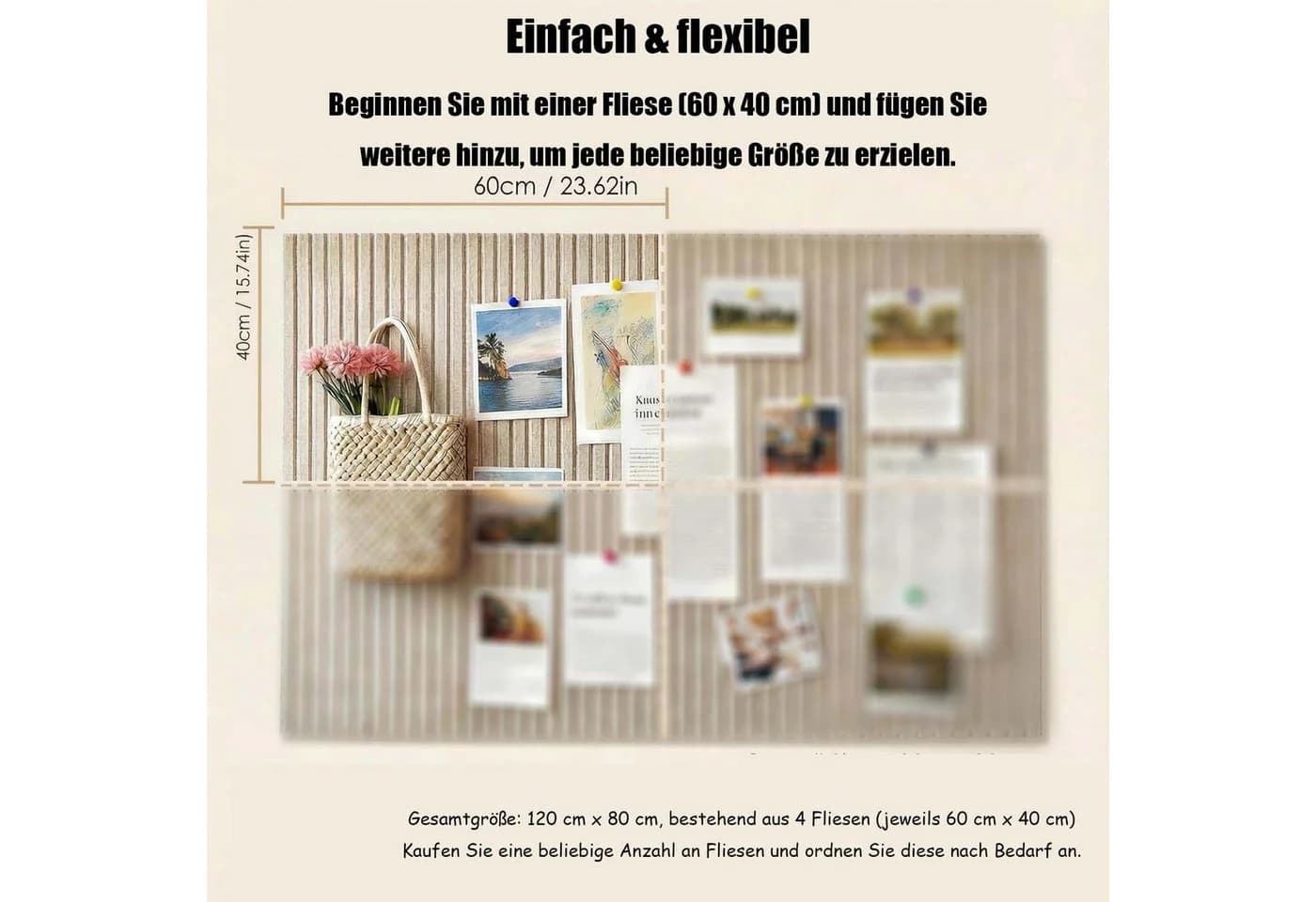 Agger Dekorative Filz-Pinnwand Selbstklebend Weiß