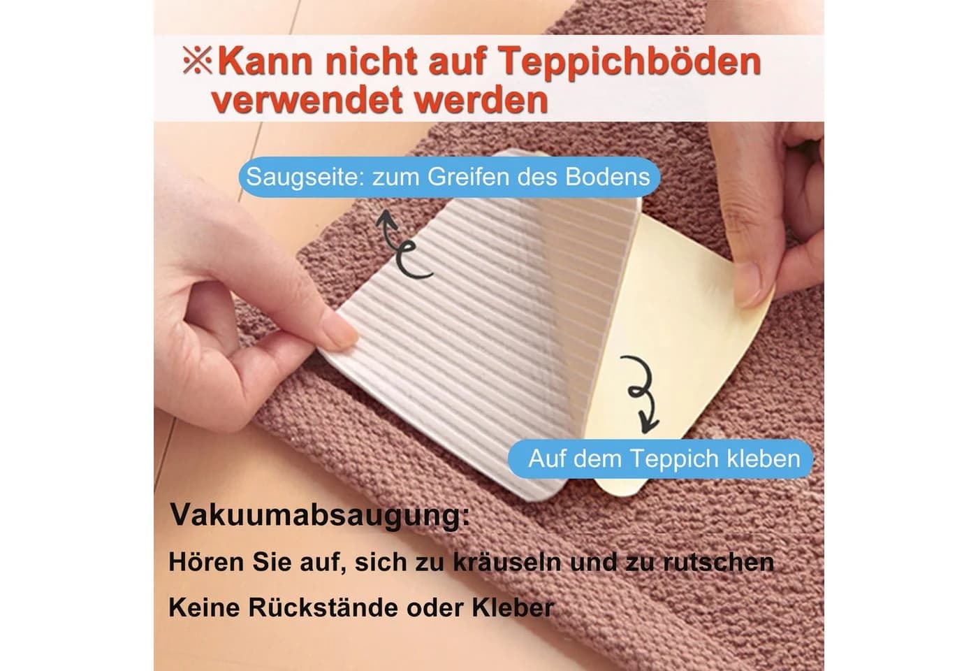 Zaewry Antirutsch Teppichunterlage Vacuum Tech 8 Stück