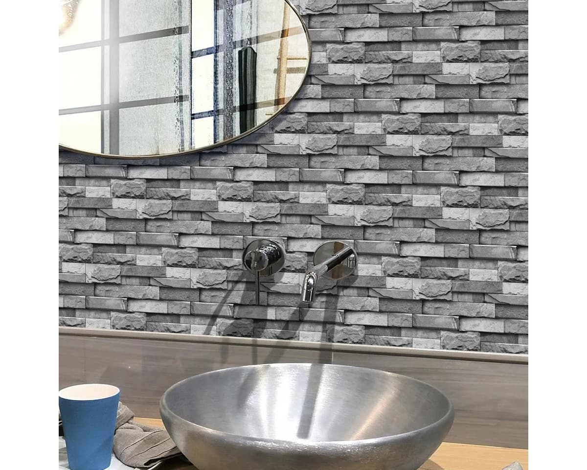 Minicloss Fliesenaufkleber Mosaik Grau Selbstklebend 14 Stück