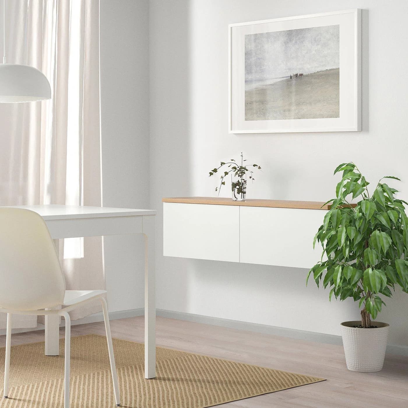 IKEA BESTÅ Schrankkombination für Wandmontage Weiß Eichenfurnier