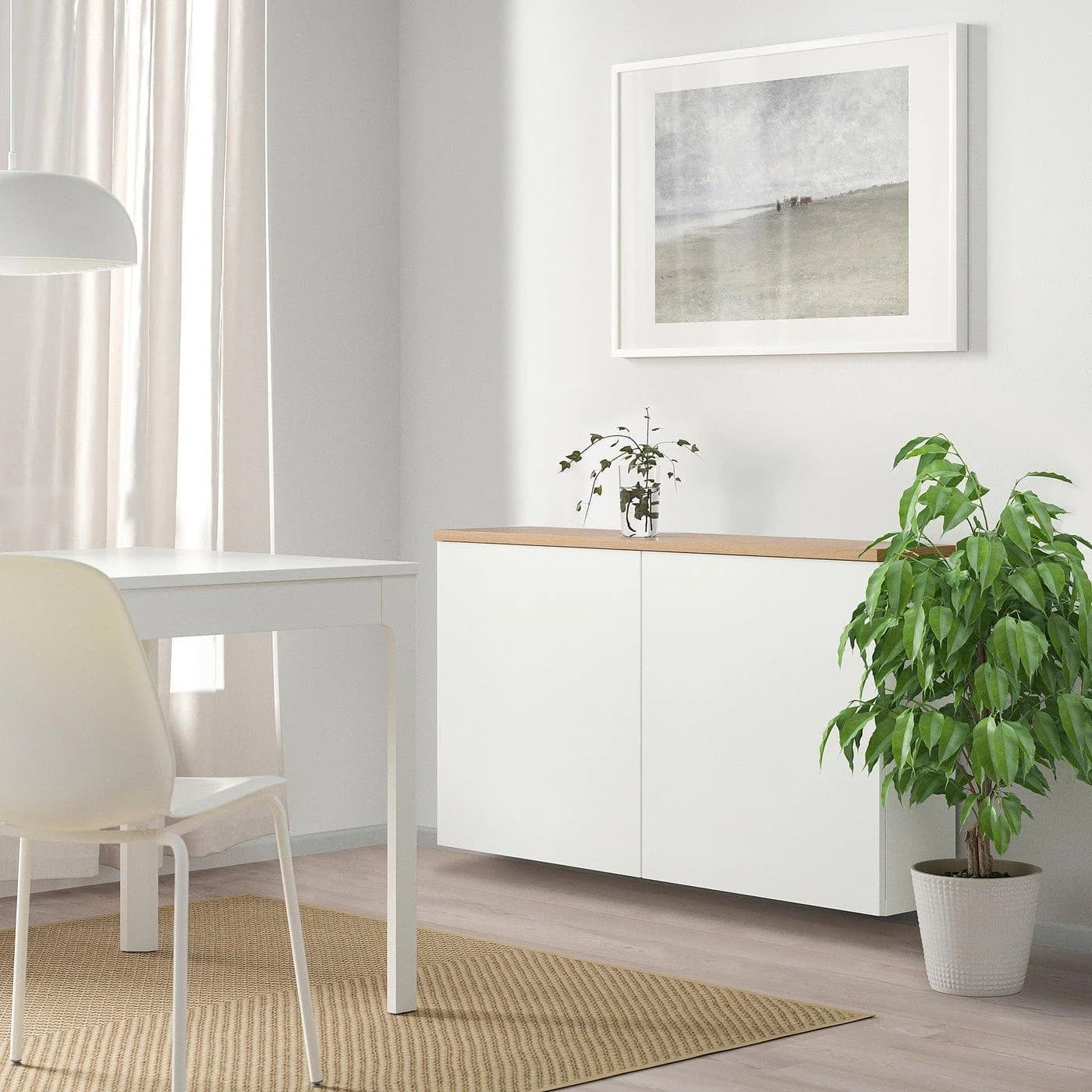 IKEA BESTÅ Schrankkombination für Wandmontage Weiß Eichenfurnier