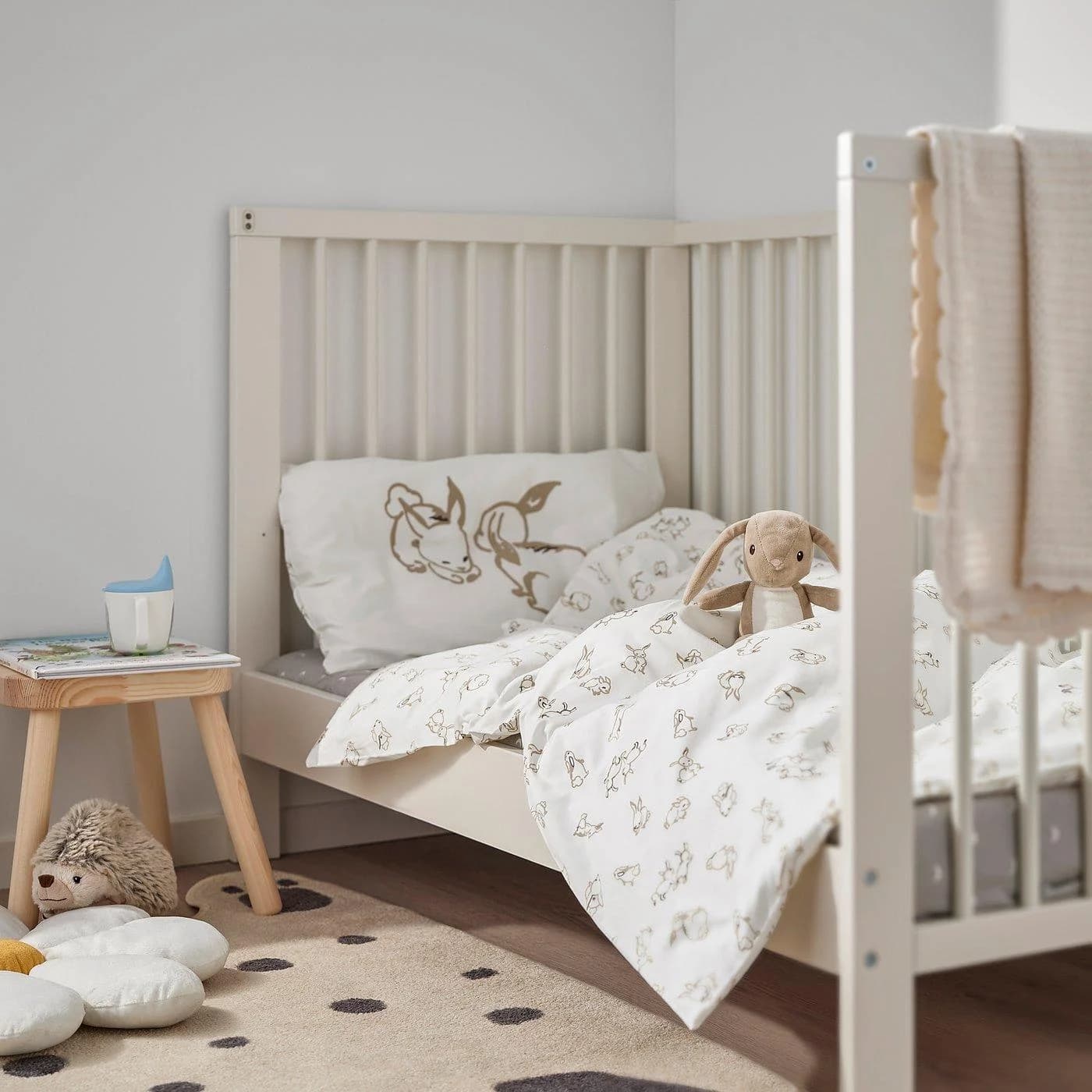 IKEA RÖDHAKE Bettwäsche-Set für Babybett 2-teilig Beige/Weiß