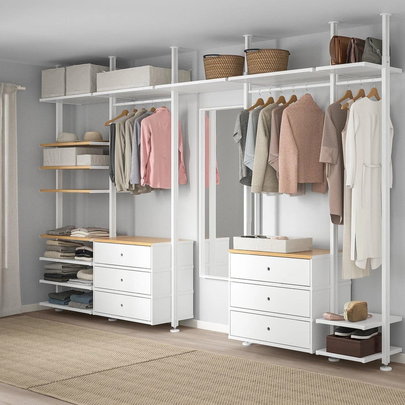 IKEA ELVARLI Schrankkombination Weiß/Bambus
