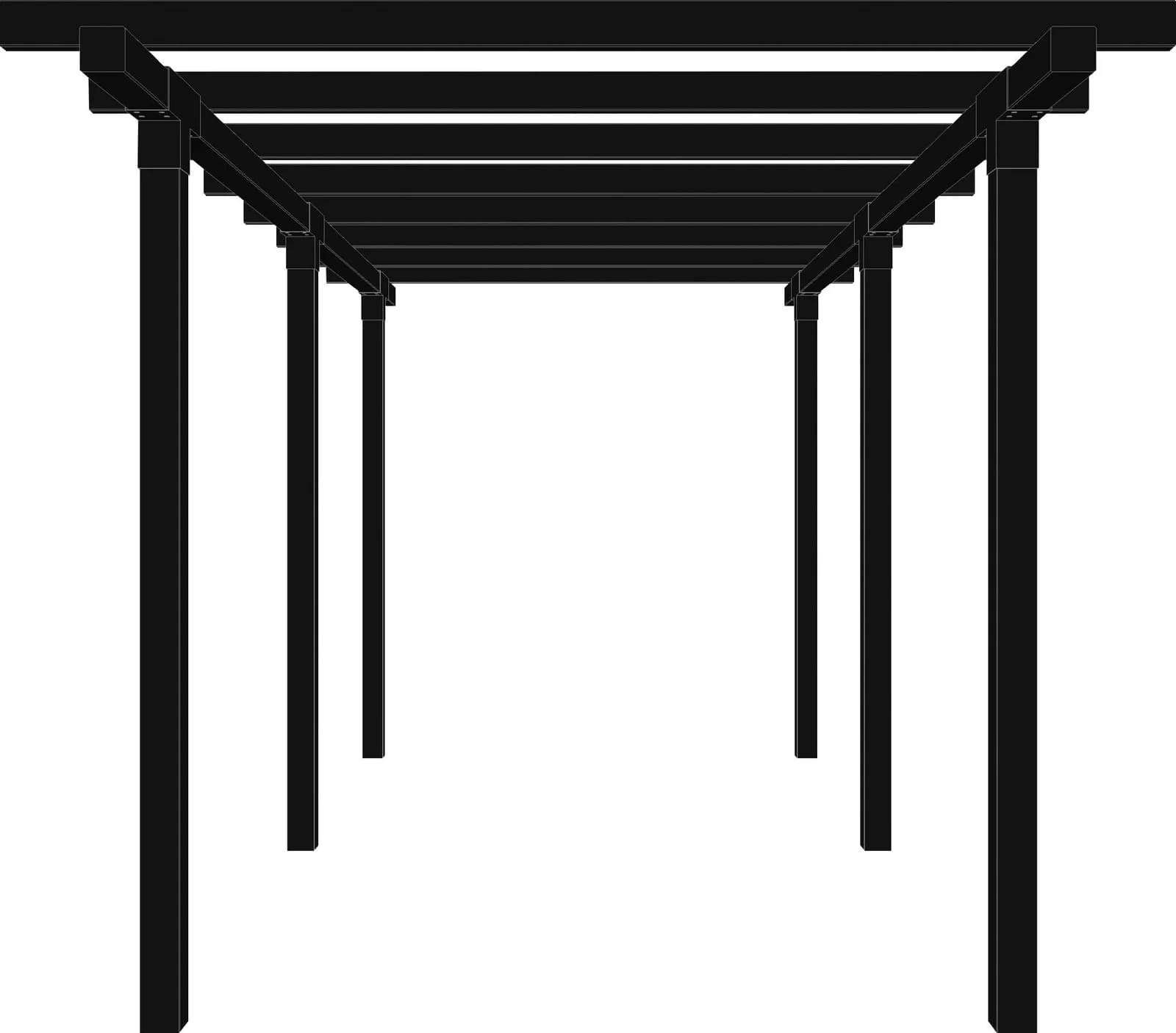 Pergola PLUS Cubic Schwarz Massivholz Stahl Selbstbausatz