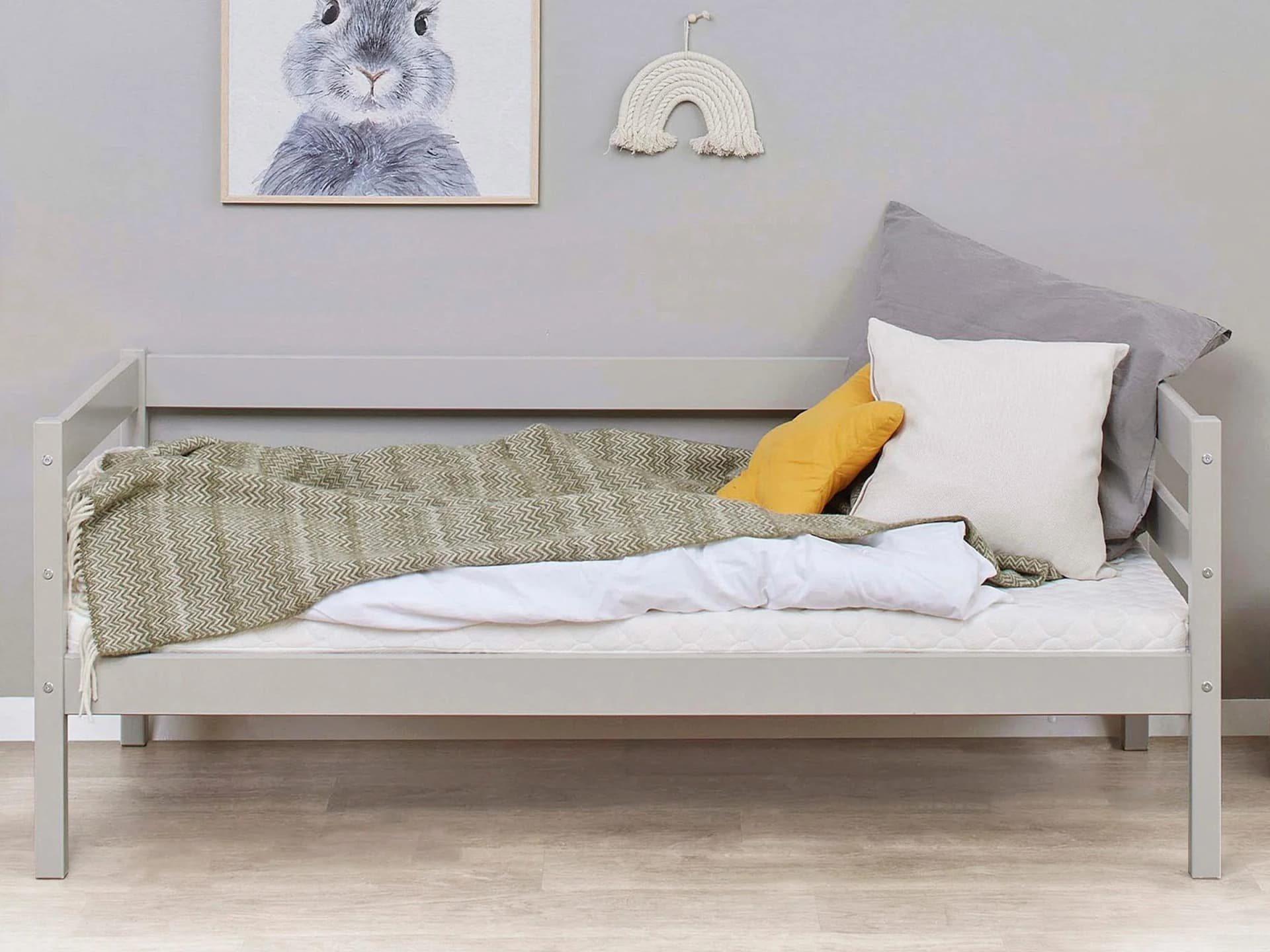 Hoppekids ECO Comfort Kinderbett Kiefer Massivholz Grau 70x160 cm