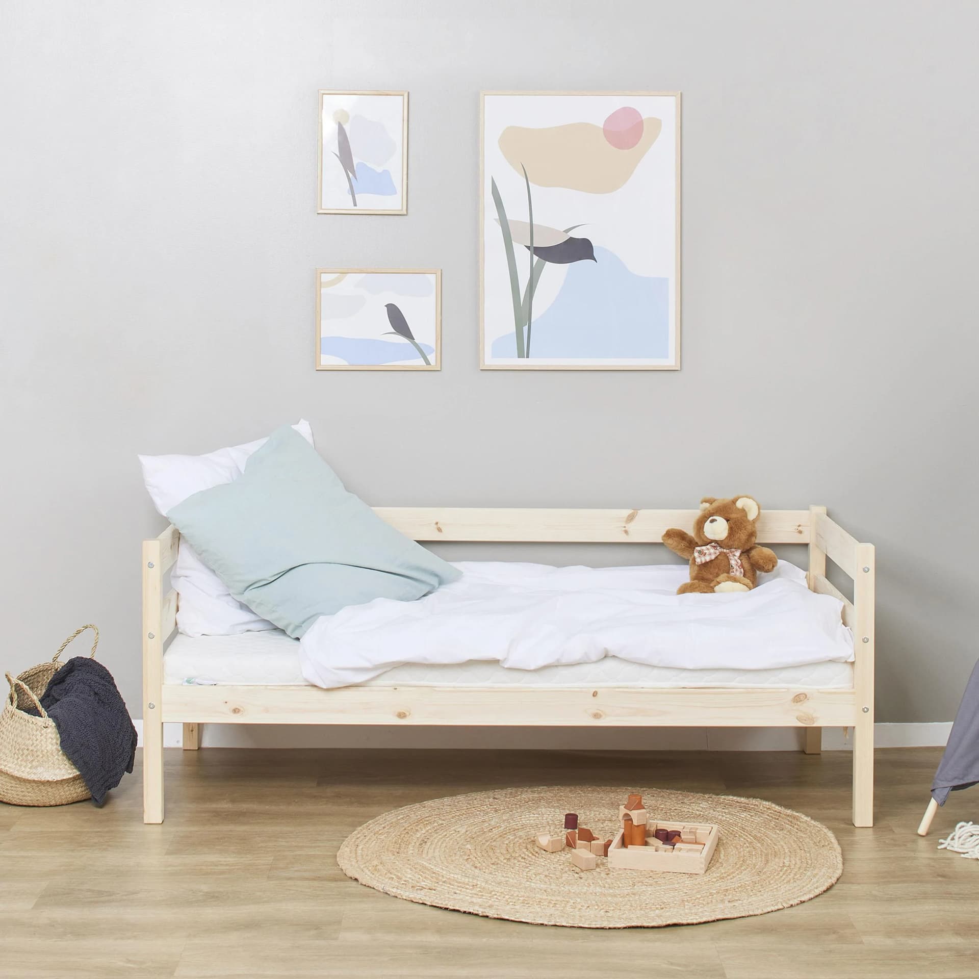 Hoppekids ECO Comfort Kinderbett Kiefer Massivholz Beige Natur