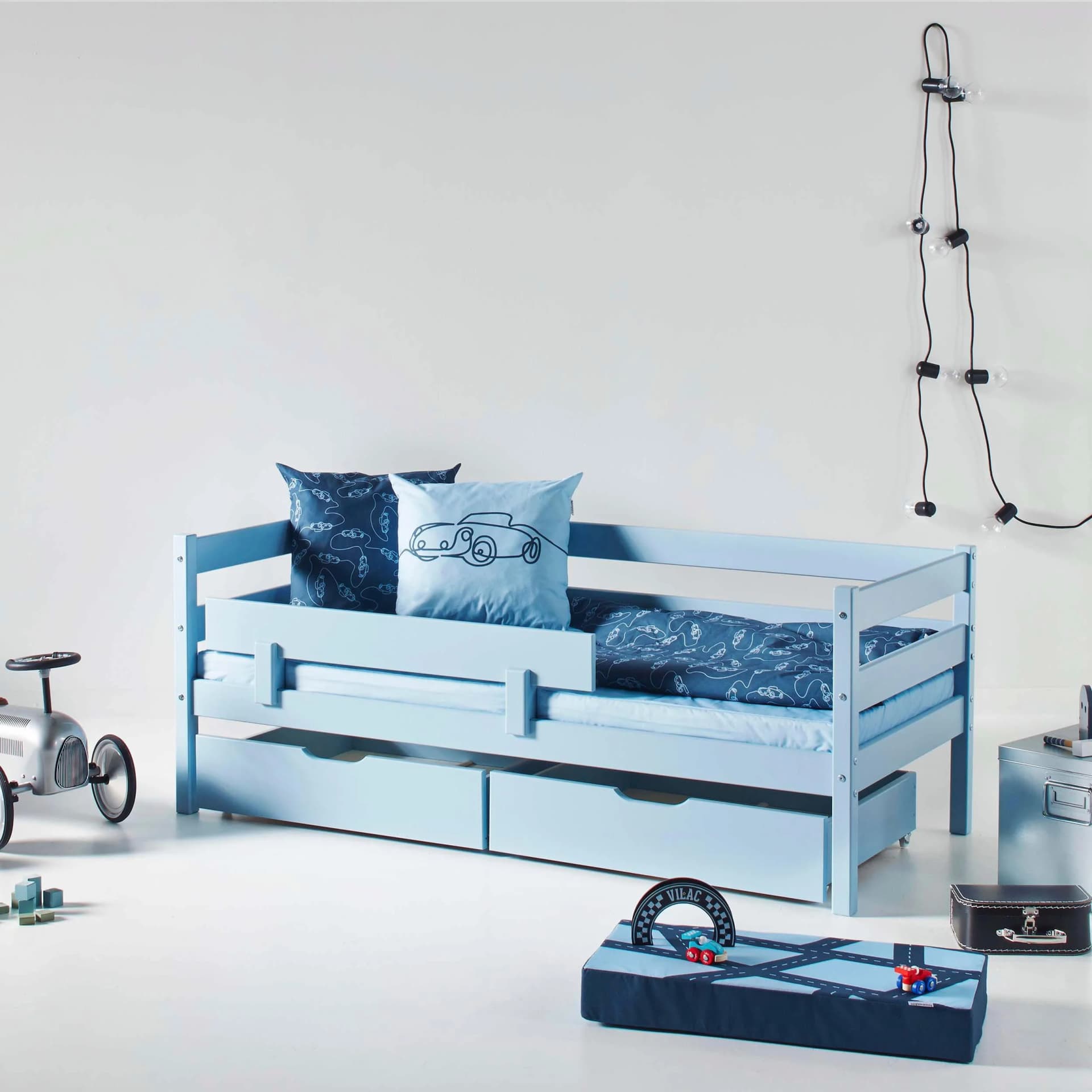 Hoppekids ECO Comfort Kinderbett Kiefer Massivholz Blau