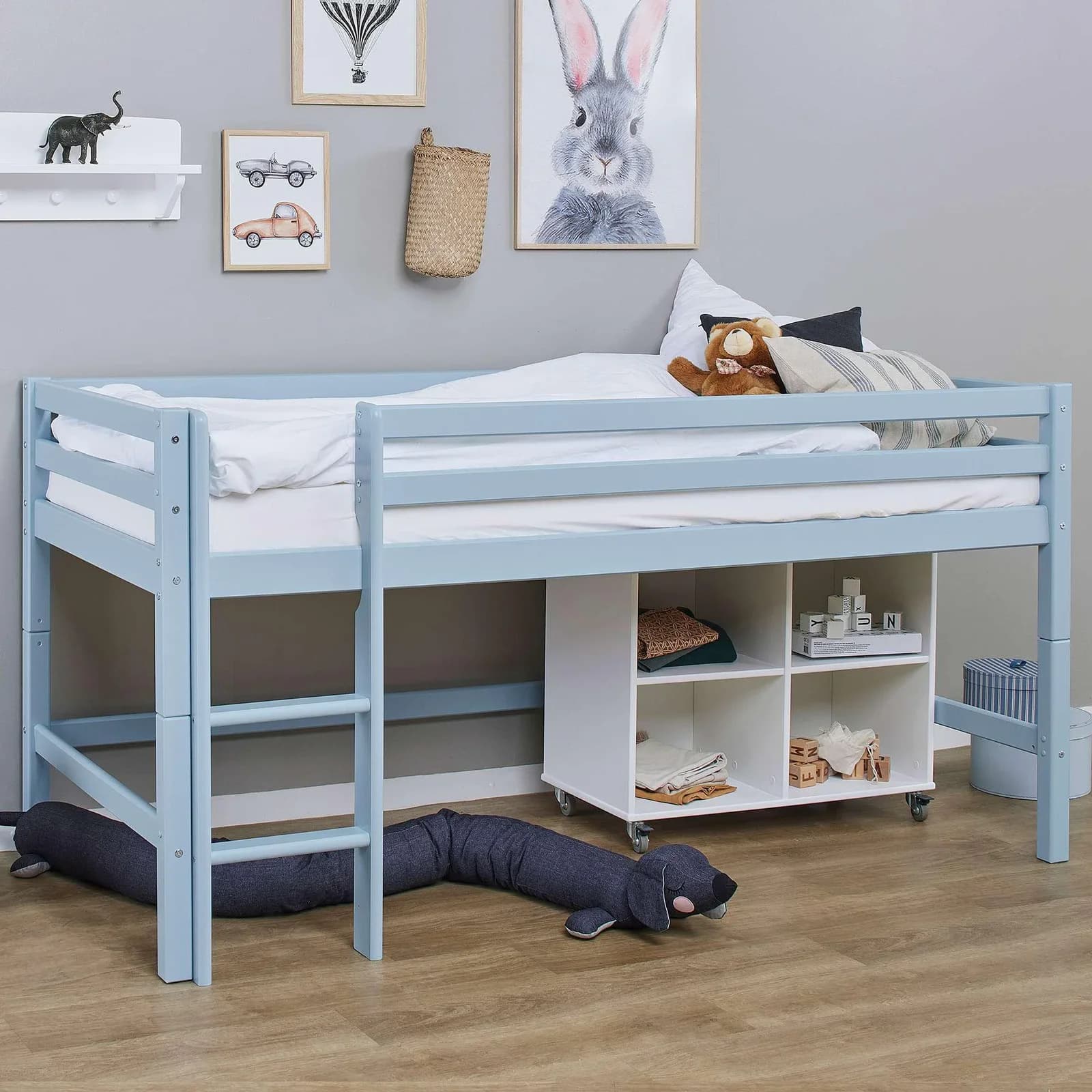 HOPPEKIDS ECO Dream MY COLOR Hochbett Blau Kiefer massiv