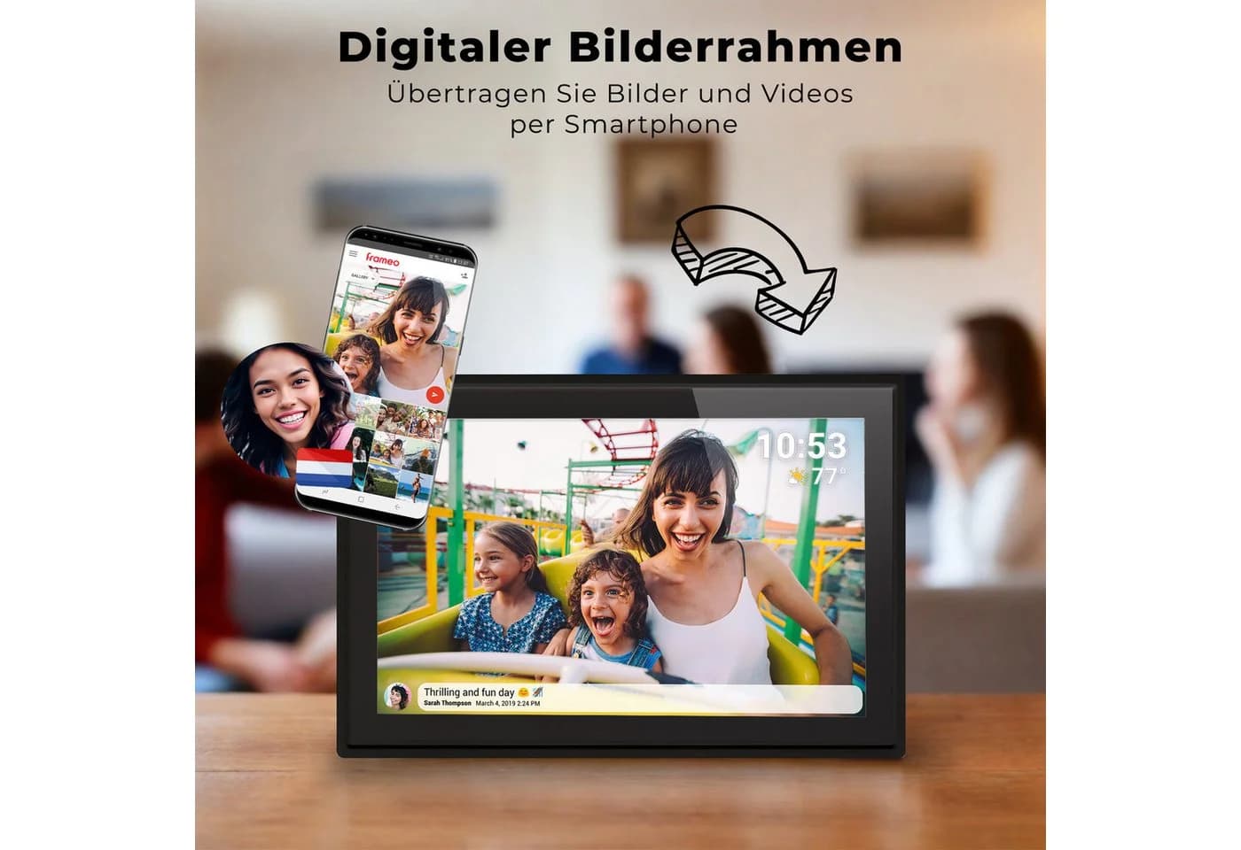 Denver PFF-1021B Digitaler Bilderrahmen Schwarz WLAN 10,1 Zoll