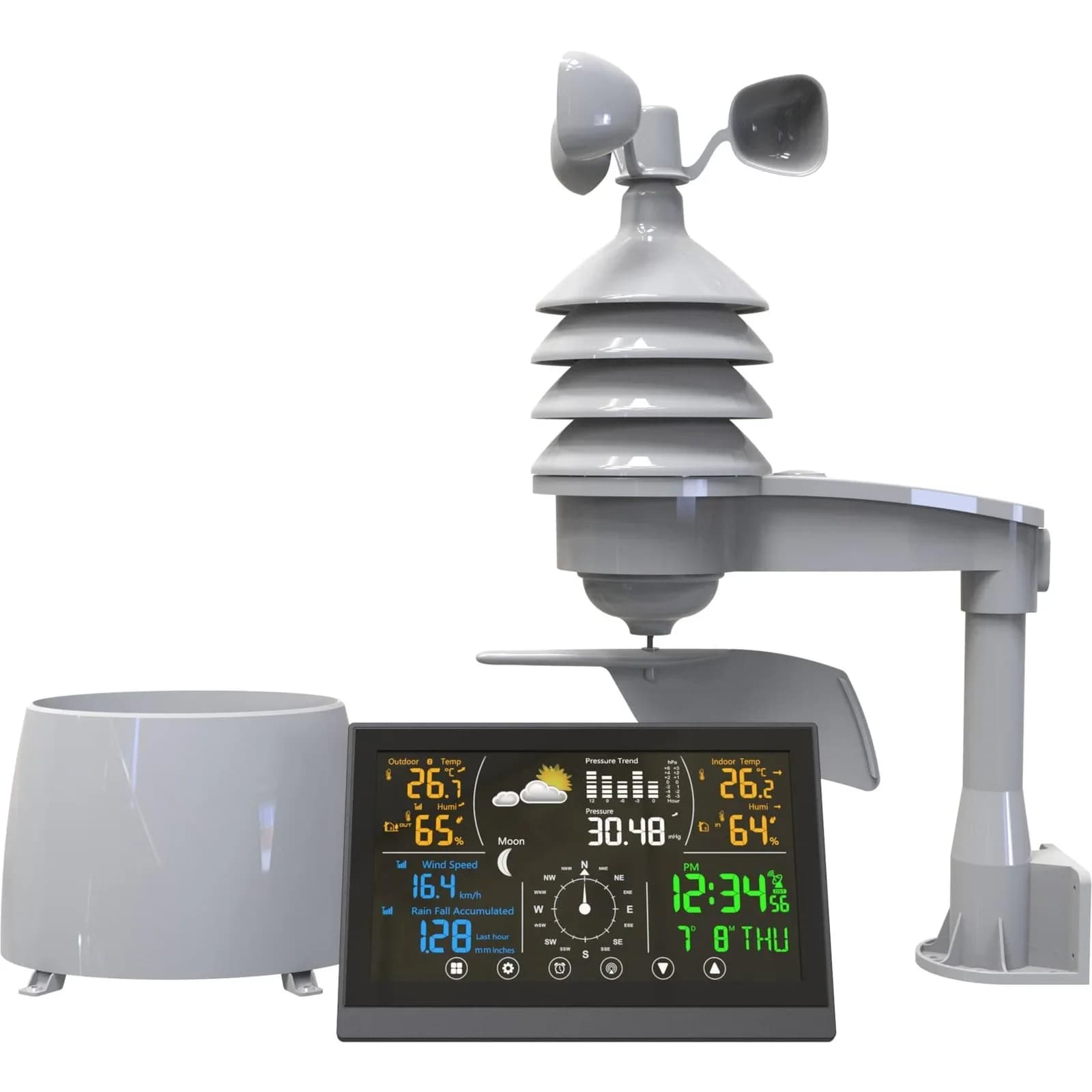 Denver WS-650 Funkwetterstation mit Uhr und Kalender-Funktion, farbiges Display
