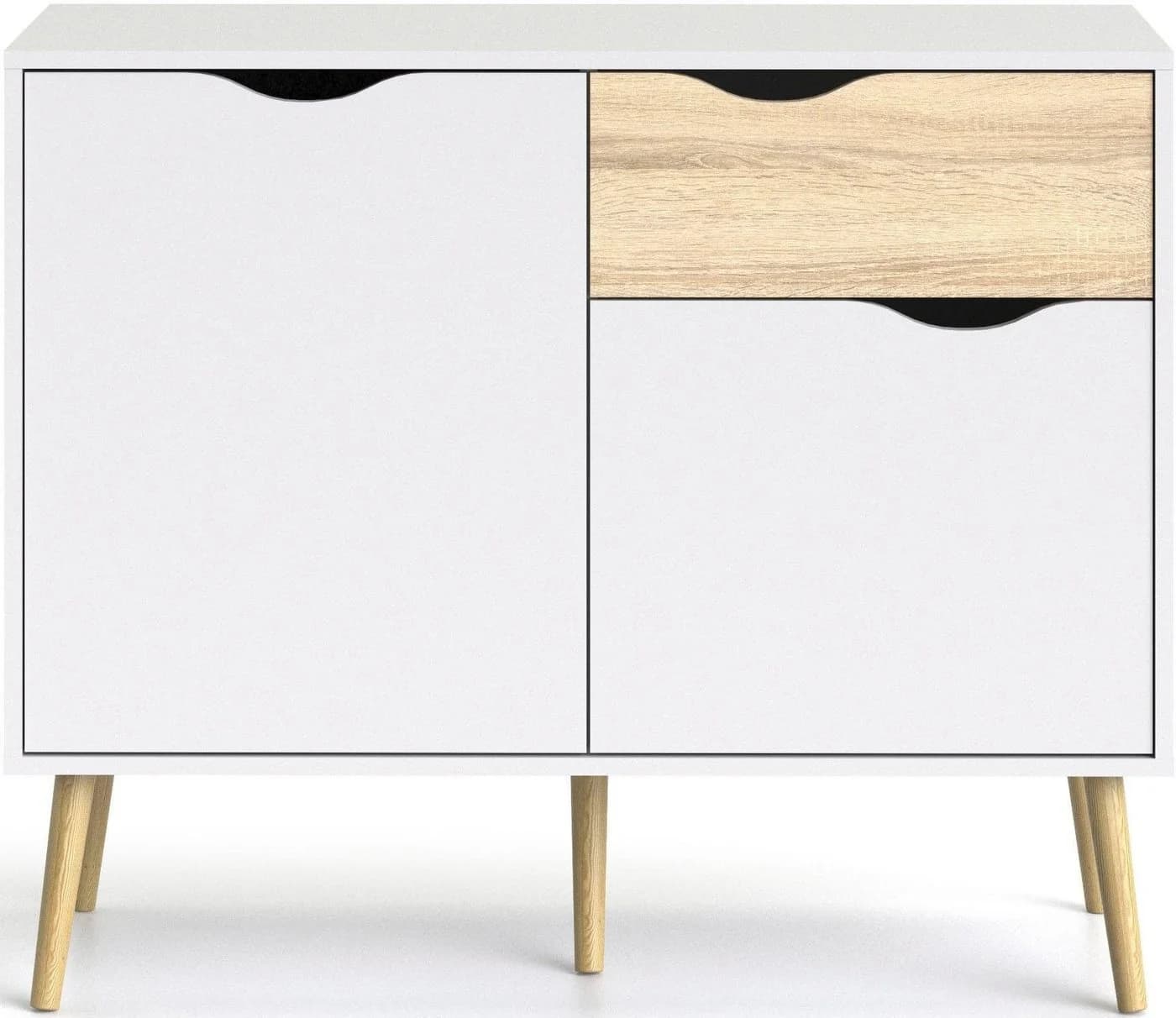 Sideboard ANDAS Oslo Weiß Eiche Struktur 2 Türen 1 Schublade