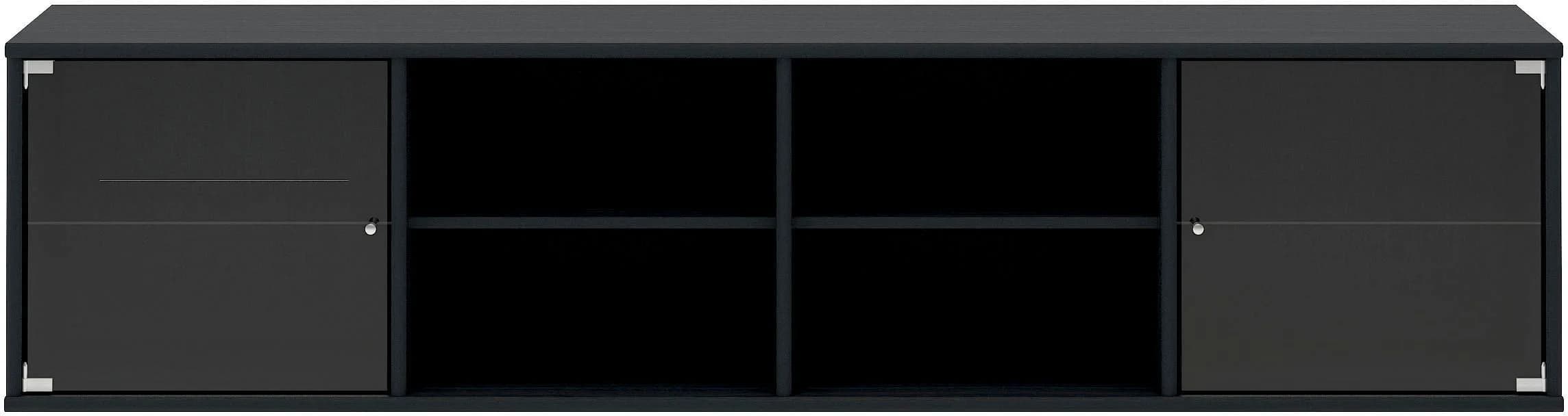HAMMEL FURNITURE Mistral Regal Schwarz Glastüren Wandmontage