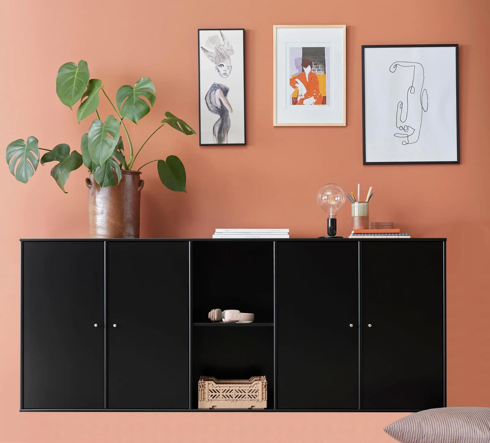 Sideboard Mistral Kubus Schwarz 4 Türen Holzwerkstoff