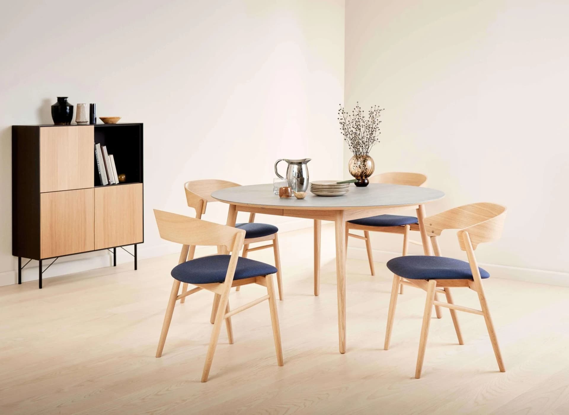 Hammel Furniture Meza Designtisch mit Auszugsfunktion und 2 Einlegeplatten, grau, Keramik
