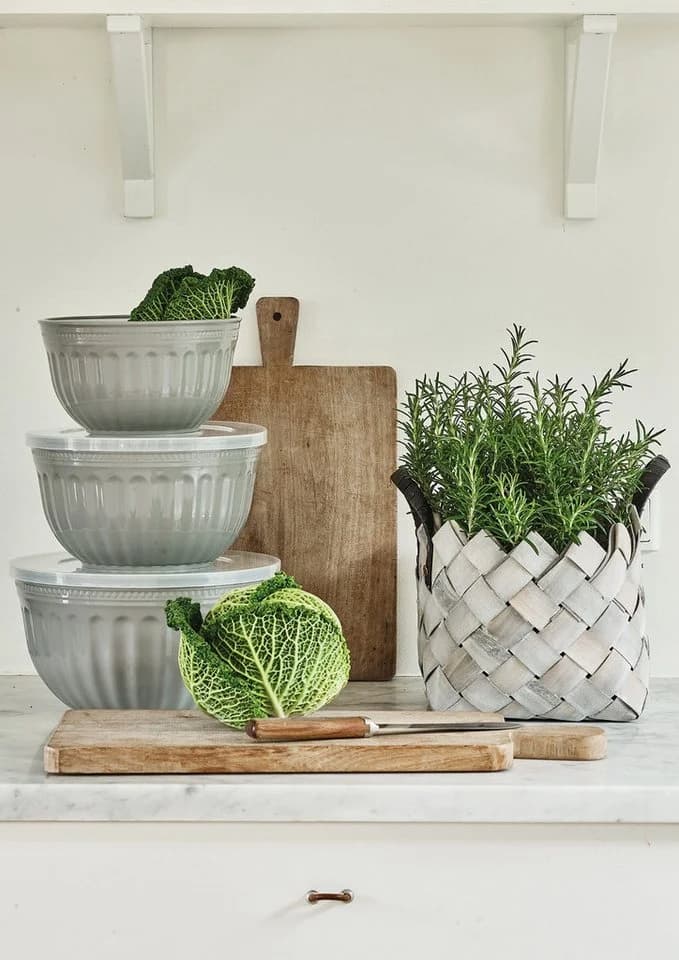Greengate Schüssel Alice mit Deckel Grau Set3