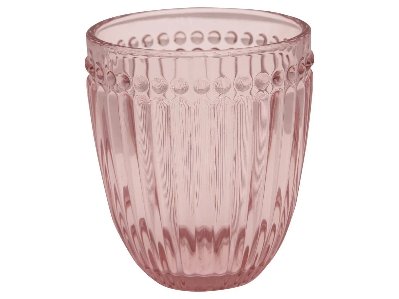 Greengate Glas Alice Wasserglas Rosa Wellen-Muster