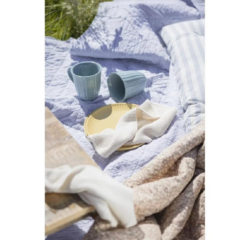 Wohndecke Ib Laursen Quilt Blau-Weiß Gestreift Baumwolle