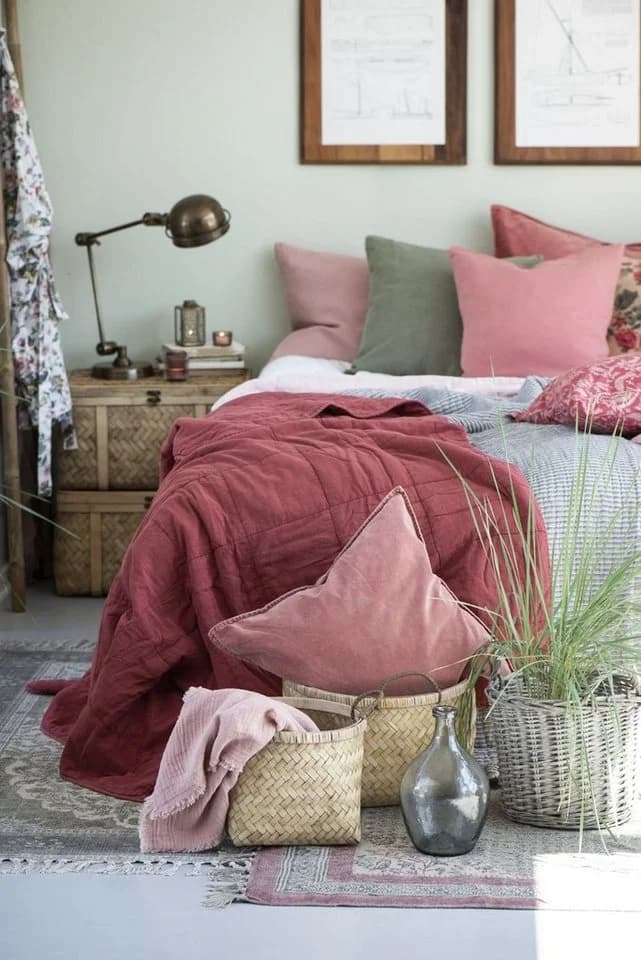Ib Laursen Quilt Decke Faded Rose Rot 180x130cm